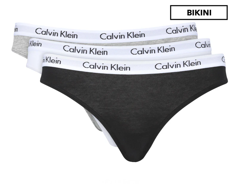 Calvin Klein Women's Carousel Bikini Briefs 3-Pack - Black/White/Grey Heather