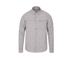 Mountain Warehouse Mens Adventure II Shirt Cotton Roll Up Sleeves Everyday Top - Grey