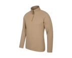Mountain Warehouse Mens Fleece Top Half-Zip & Micro Inner Lining Warm & Cosy - Beige