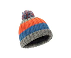 Mountain Warehouse Kid Colour Block Knitted Reflective Kids Beanie Winter Hat - Cobalt