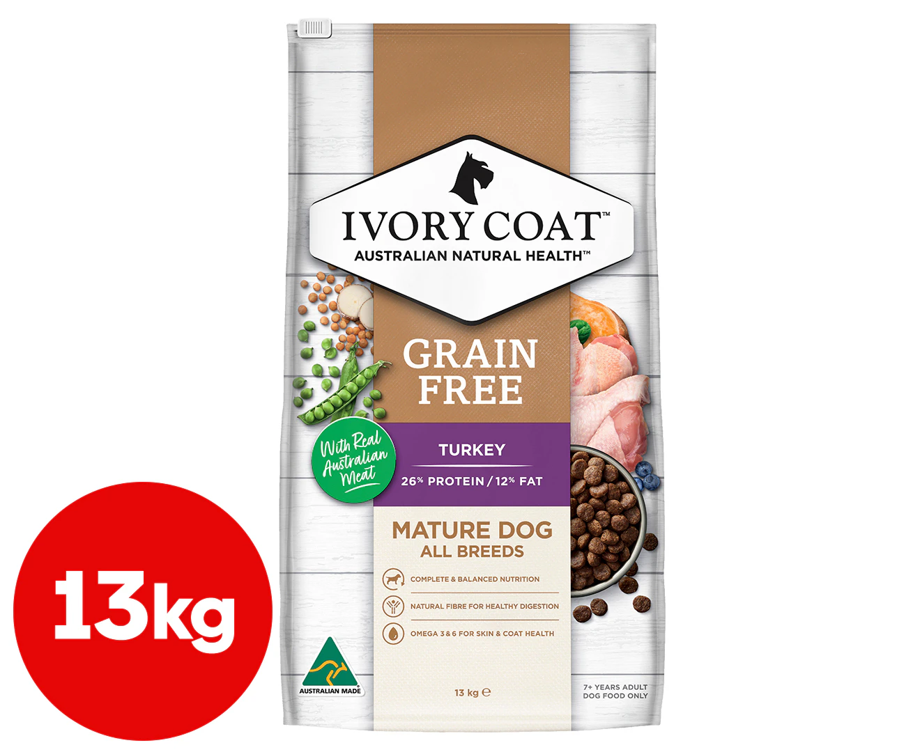 Ivory Coat Grain Free Adult Fat-Reduced Turkey Dry Dog Food 13kg