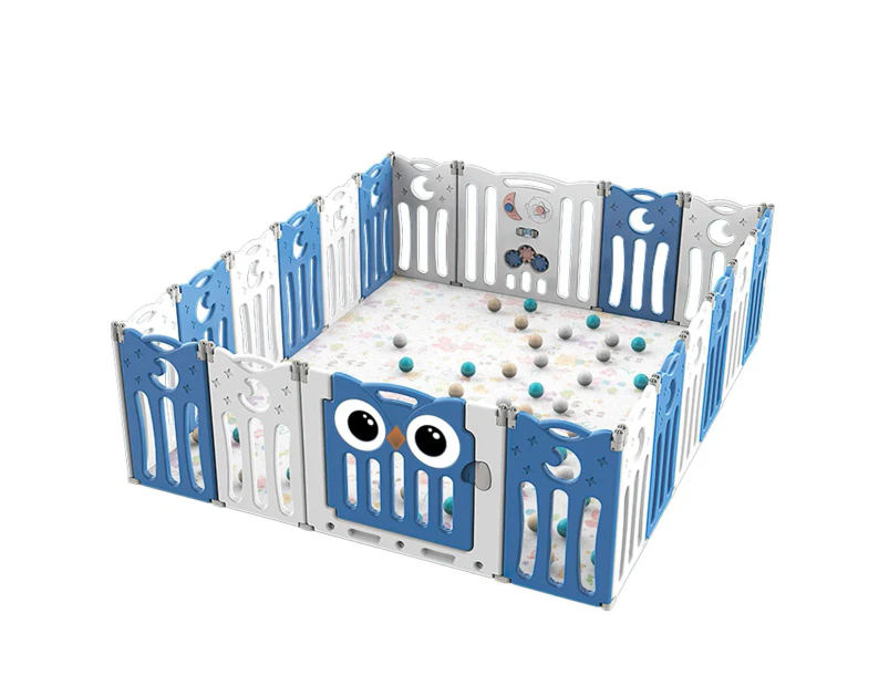 Baby Playpen Kids Fence Enclosure Safety Gate Toddler Activity Centre Child Barrier Play Room Yard Foldable Owl Design 20 Panels