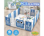 Baby Playpen Kids Fence Enclosure Safety Gate Toddler Activity Centre Child Barrier Play Room Yard Foldable Owl Design 20 Panels