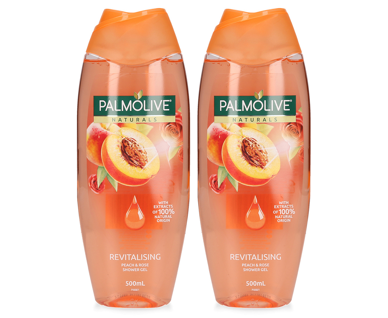 2 X Palmolive Naturals Revitalising Peach And Rose Shower Gel 500ml