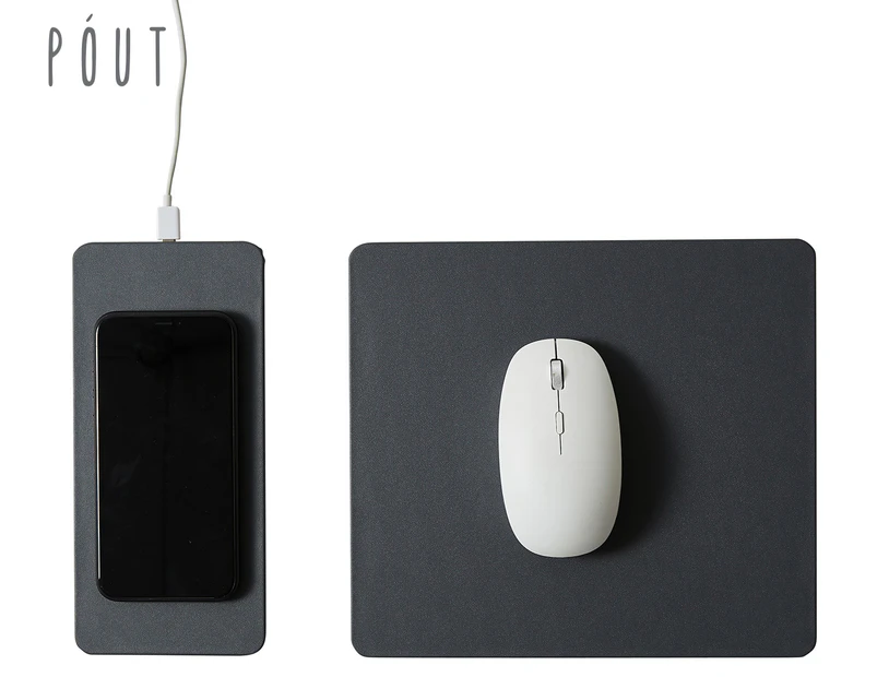 Pout Hand 3 Split 15W Detachable Fast Wireless Charging Mouse Pad - Dust Grey