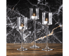 Set of 3 Candlestick Tea Light Holders | Tall Elegant Glass Stylish Design | M&W 3