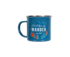 Mountain Warehouse Not All Who Wander Enamel Mug Stainless-Steel Rim Cup -400ML - Blue