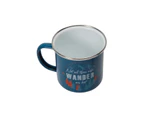 Mountain Warehouse Not All Who Wander Enamel Mug Stainless-Steel Rim Cup -400ML - Blue