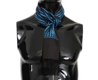 Dolce & Gabbana Blue &Amp; Black Patterned Silk Mens Scarf