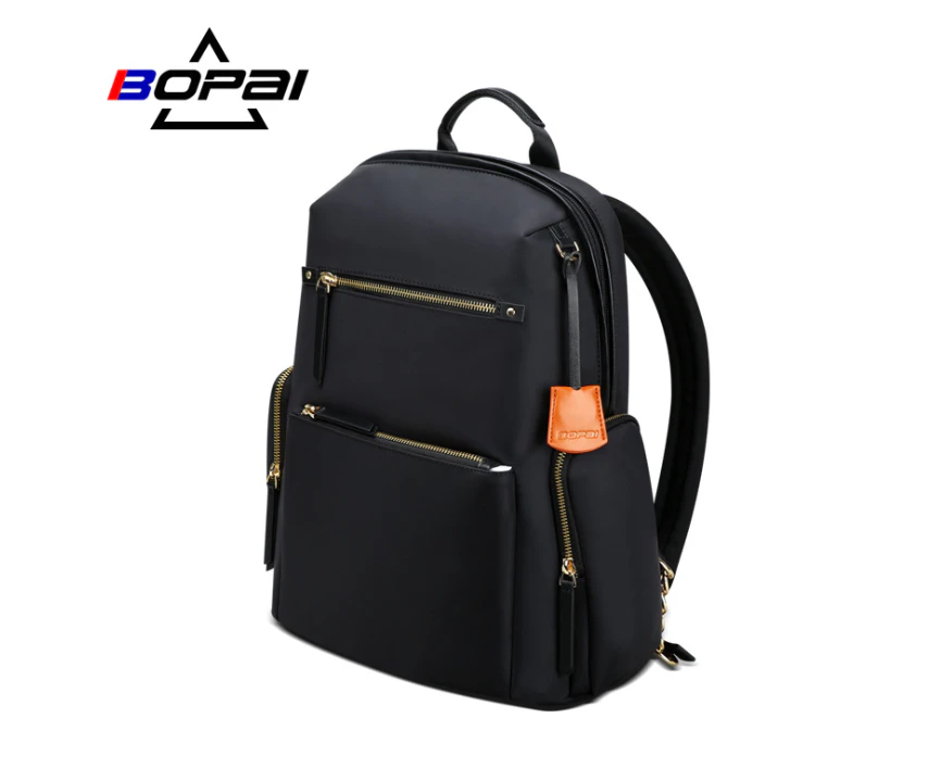 BOPAI Luxury Style waterproof Leather & Microfibre Women's Business Backpack and Easy Daypack 14" Laptop Backpack B0121