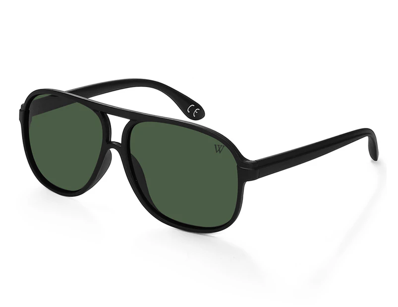 Winstonne Ashton Polarised Sunglasses - Matte Black/Green