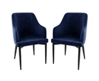 Elly Velvet Fabric Indoor Dining Chair - Dark Navy (2pc)