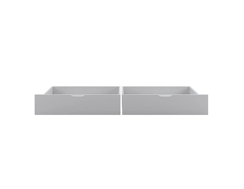 Twin Storage Drawers for Single Timber Bed - White