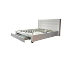 Agnes PU Leather Bed with Storage Drawer King - White