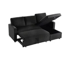 Merton 3 Seater Futon Sofa Bed with Storage - Black