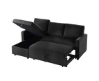 Merton 3 Seater Futon Sofa Bed with Storage - Black