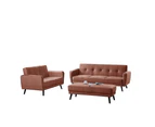 Esben 6 Seater Sofa Bed Set w/ Ottoman - Blush