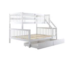 Twin Storage Drawers for Single Timber Bed - White