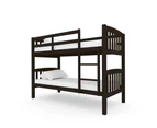 Luxo Dante 2-in-1 Solid Pine Timber Bunk Bed - Cappuccino