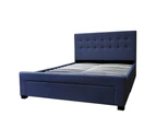 Martina Fabric Double Bed with Storage Drawers - Blue