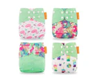Happy Flute Summer Time Modern Cloth Nappy 4 Pack Bundle w/ Bamboo Cotton Inserts