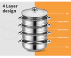 Toque Stainless Steel Steamer Meat Vegetable Cookware Hot Pot Kitchen 4 Tier