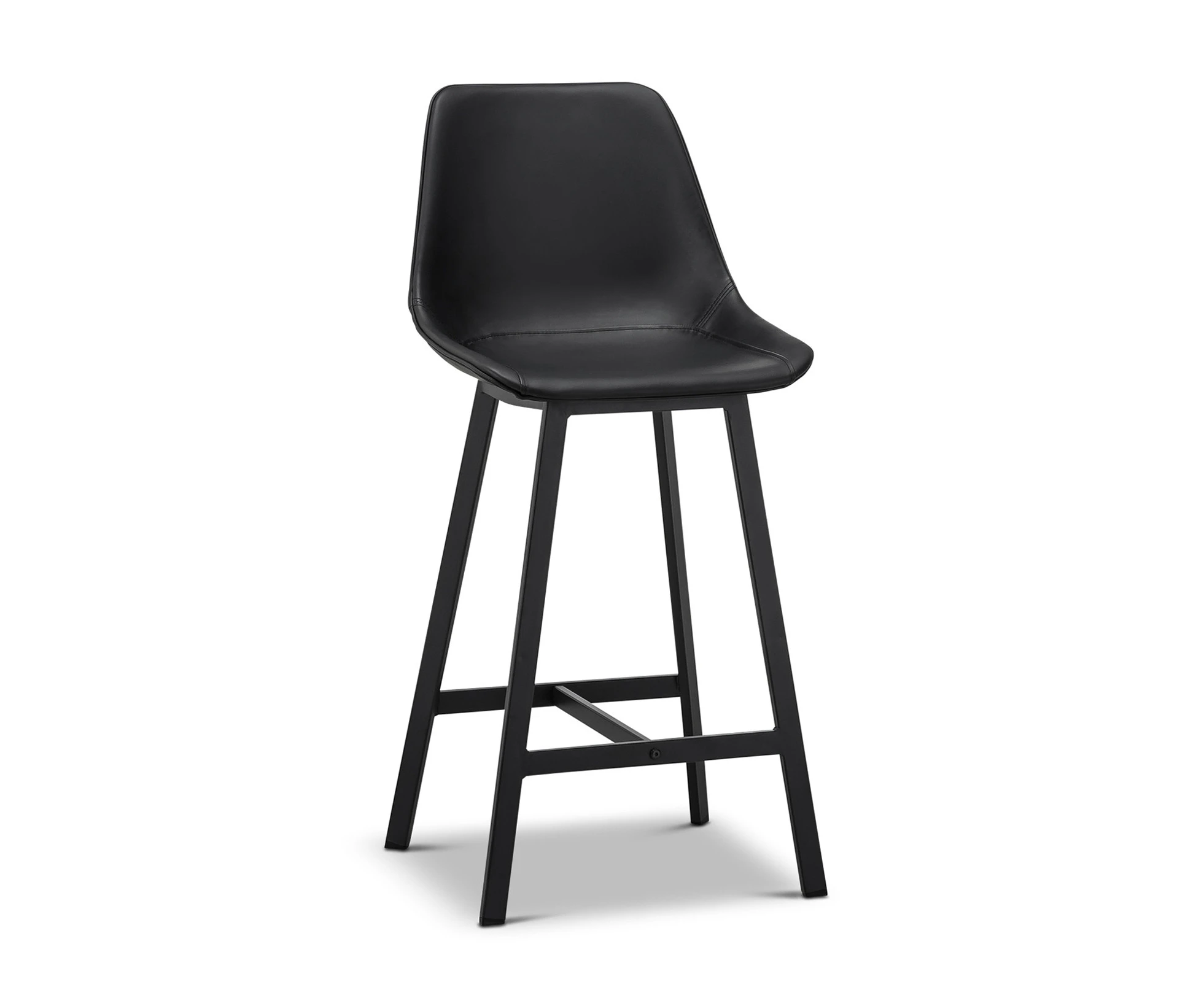 Hanns 67cm High Back Bar Stool in Black Premium Vegan Leather – Set of 2