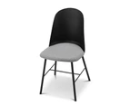 Lexi Black Padded Dining Side Chair with Matte Steel Legs – Set of 2