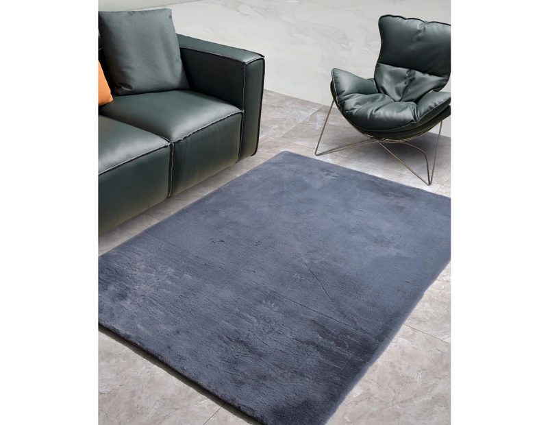 New Designer Fluffy Shaggy Floor Rug Carpet Dark Grey 200/230/300cm