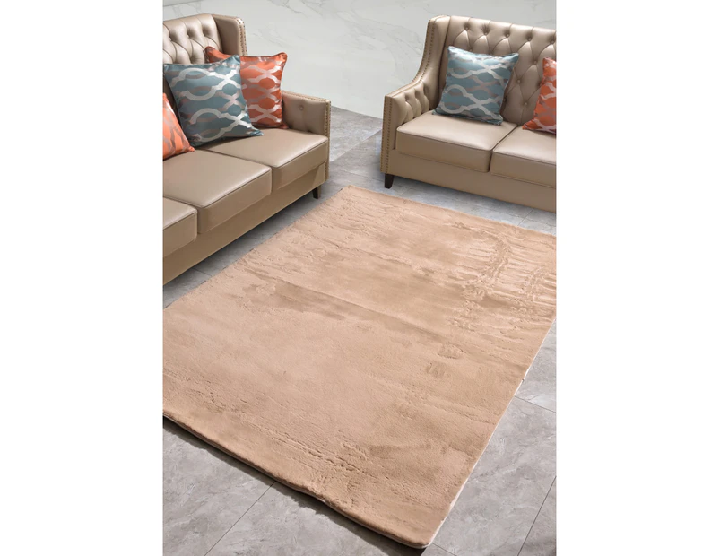 New Designer Fluffy Shaggy Floor Rug Carpet Camel Brown 200/230/300cm