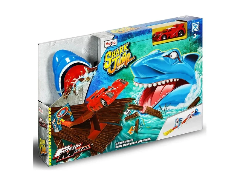 Maisto Fresh Metal Shark Jump Kids Car Track Race Playset w/Die Cast Car 3y+