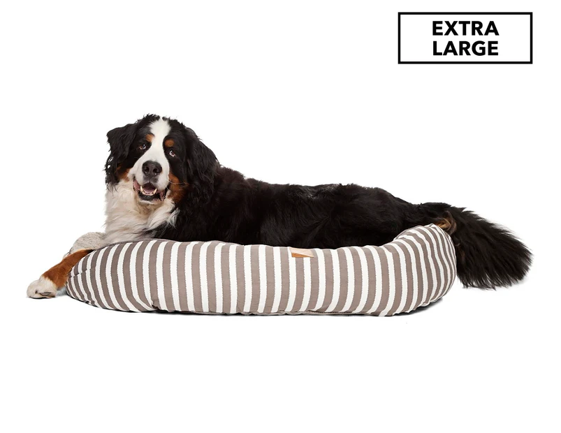 Mog & Bone 4 Seasons Reversible Extra Large Pet Bed - Latte Hamptons Stripe