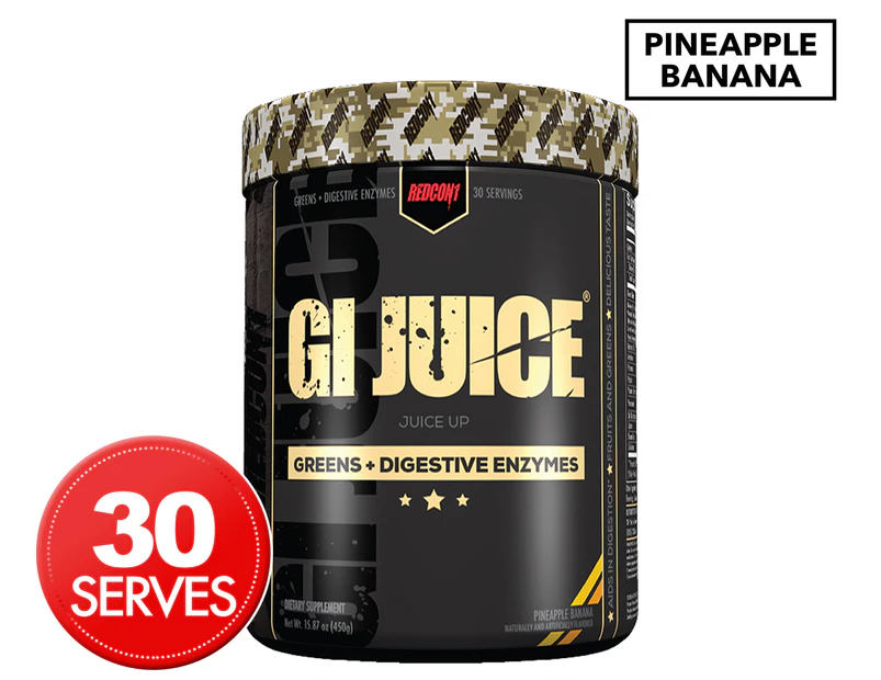 Redcon1 GI Juice Greens + Digestive Enzymes Pineapple Banana 450g / 30 Serves