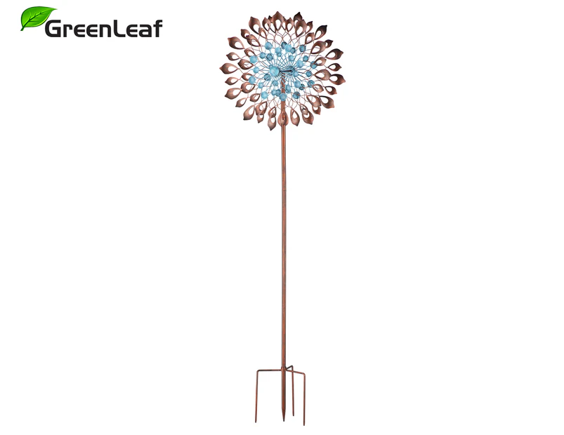 Greenleaf Floral Windspinner - Bronze/Blue