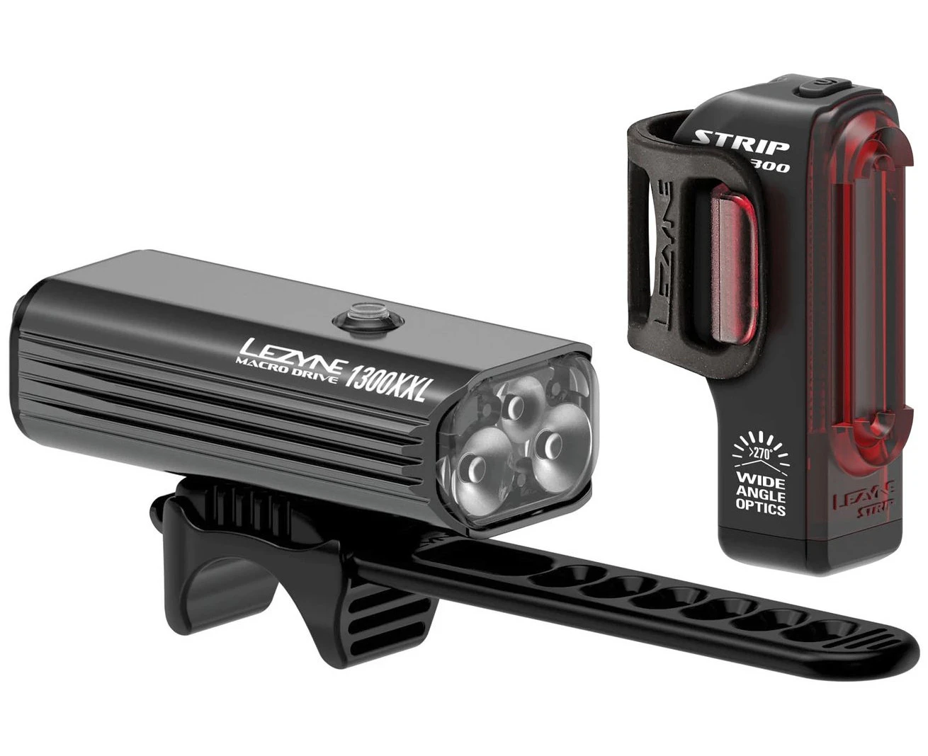 Lezyne Macro 1300XXL & Strip Pro 300 Drive Pair Bike Light Set