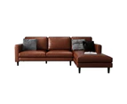 Nornas 3 Seater PU Leather Modular  Sofa with Chaise - Brown