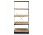 Hello Furniture Rome 5-Tier Industrial Style Storage Bookshelf - Oak/Black