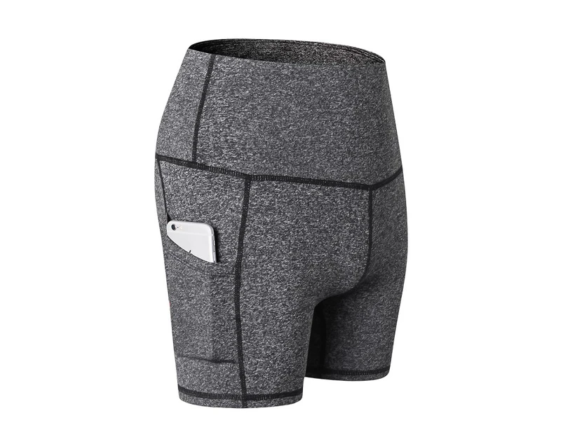 Adore Women Yoga Short Pants High Waist 3-Length Tight Sports Leggings + Phone Pocket Running Pant 2049-Colorful Gray