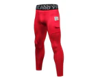 Adore Man Sports Compression Tights Running Pants Elastic Tights Run Fitness Workout Gym 1080-Red