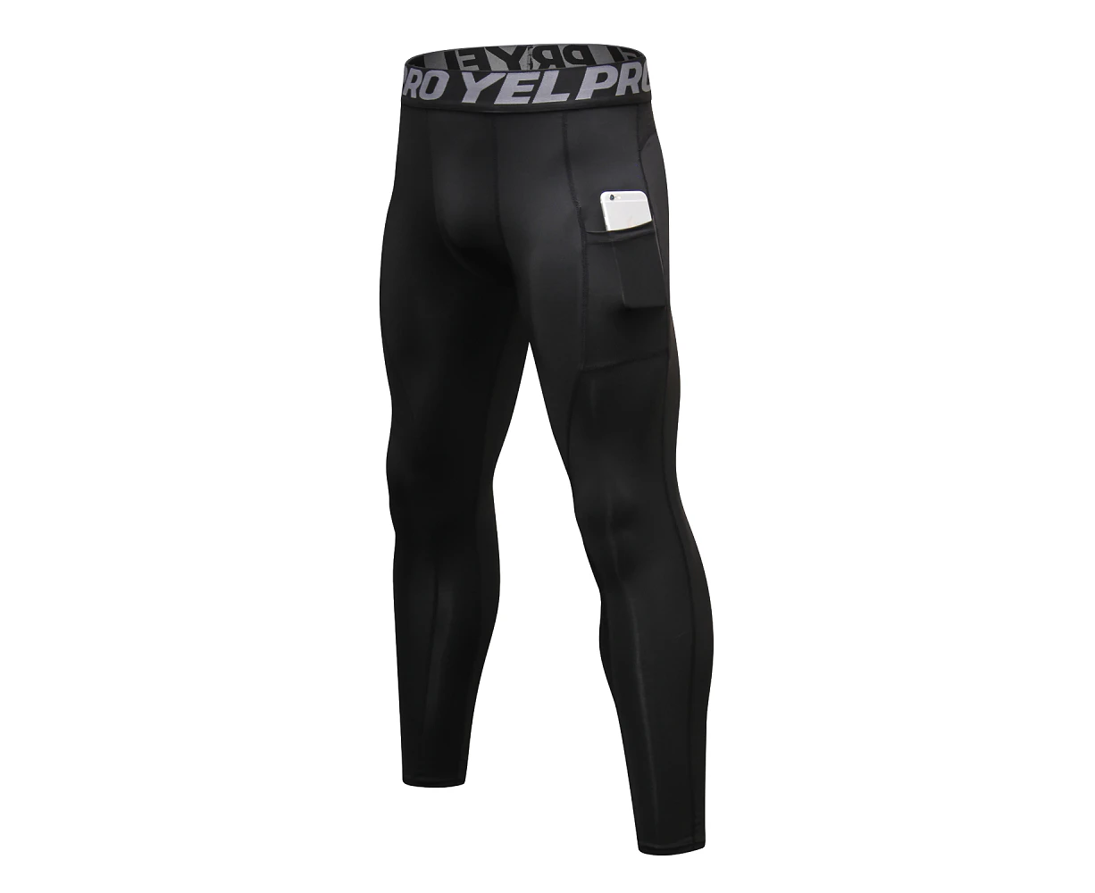 Adore Man Sports Compression Tights Running Pants Elastic Tights Run Fitness Workout Gym 1080-Black