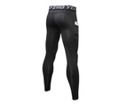 Adore Man Sports Compression Tights Running Pants Elastic Tights Run Fitness Workout Gym 1080-Black