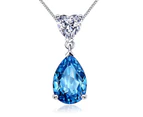Duohan S925 Sterling Silver Necklaces Love Heart, Blue Synthetic diamond Necklaces Trendy for Women