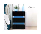 Artiss Bedside Table LED 3 Drawers - LUMI Black