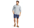 Academy Brand Men's Oxley Long Sleeve Linen Shirt - Navy/White