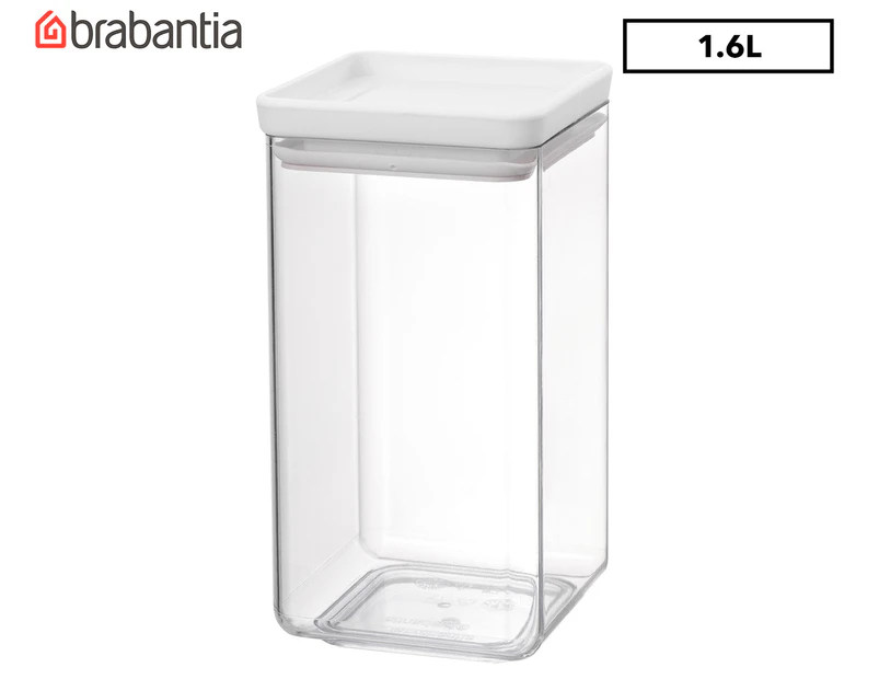 Brabantia 1.6L Stackable Square Canister w/ Lid - Clear/Light Grey