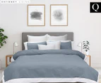 Odyssey Living Breathe Percale Queen Bed Quilt Cover Set - Mercury Blue