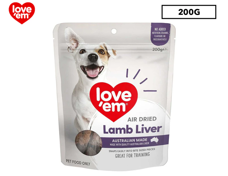 Love 'Em Air Dried Dog Training Treats Lamb Liver 200g