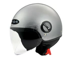 TDR Open Face Pilot Grey Helmet For Motorcycle Motorbike Adult  Helmet ECE22.05 Standard - Gloss Gray