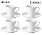 4 x Noritake 205mL Conifere Coffee Cup & Saucer Set - White