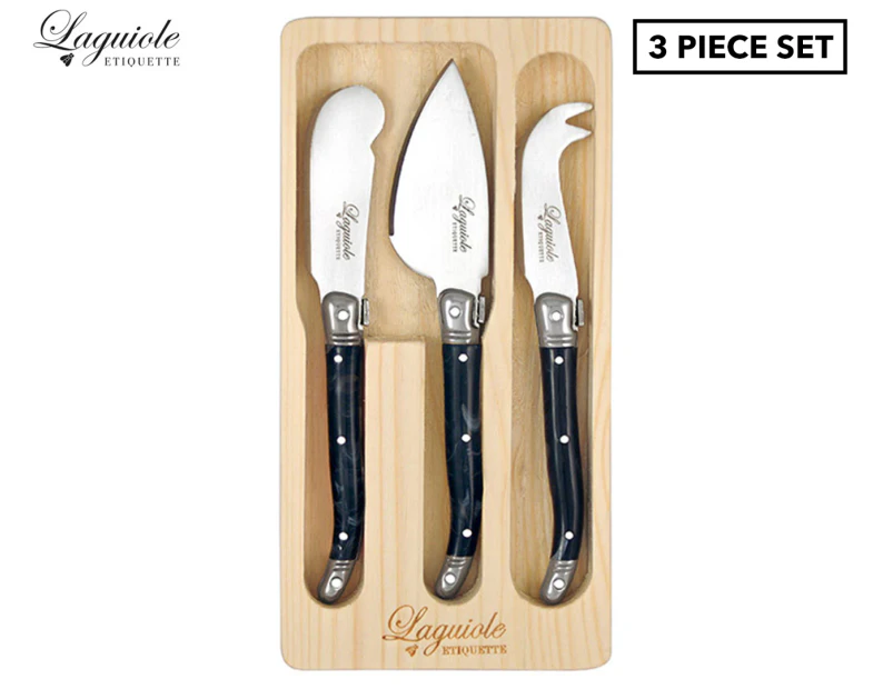 Laguiole 3-Piece Mini Cheese Knife Set - Black